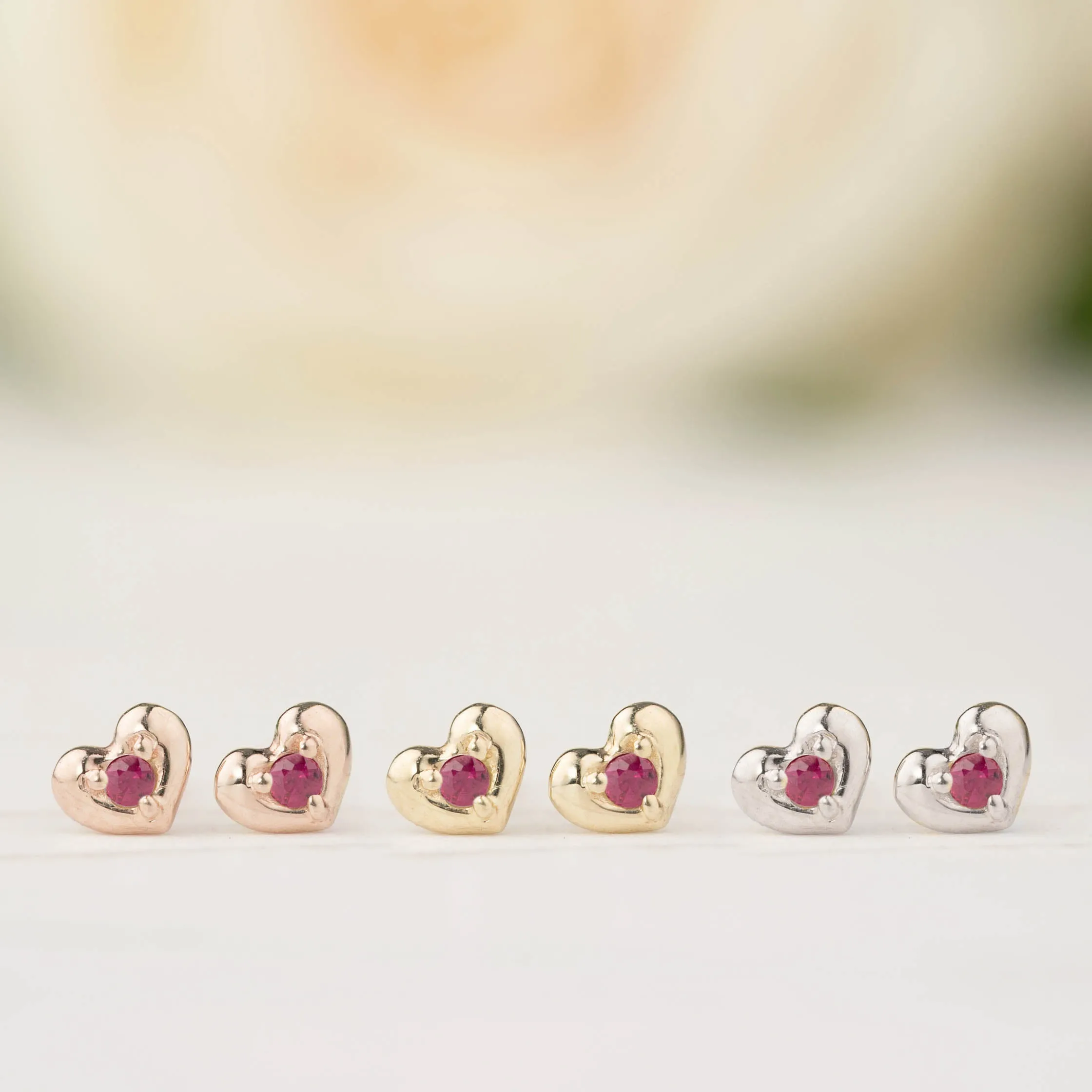 Tiny Heart Ruby Studs