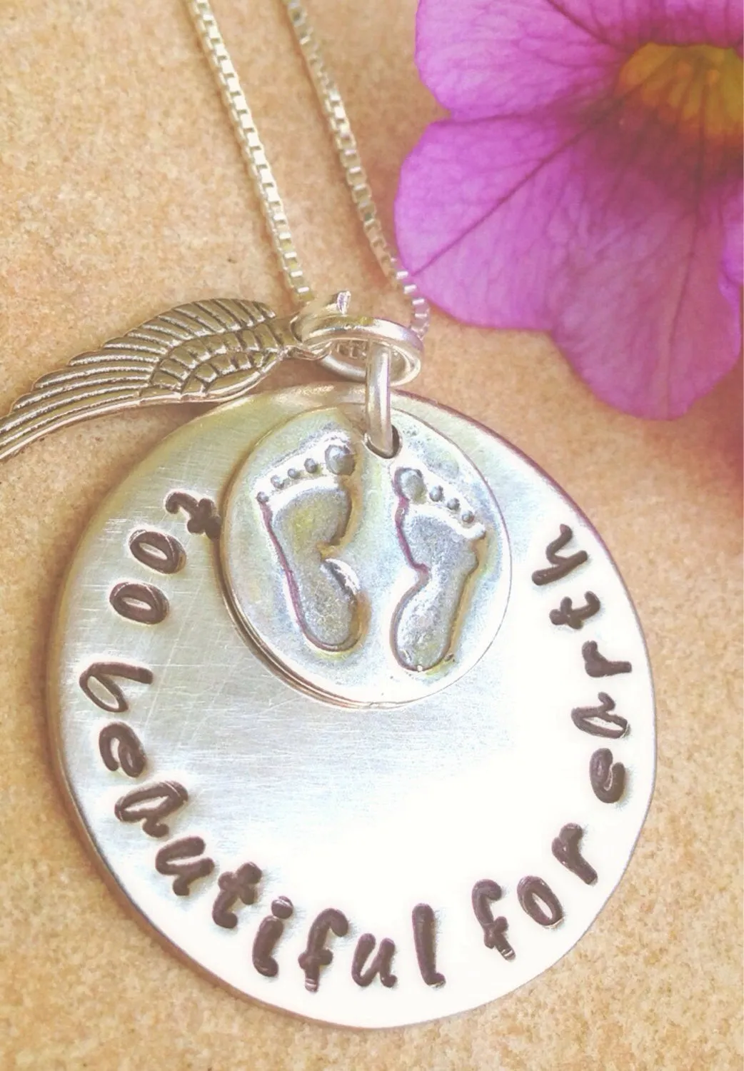 too beautiful for earth, baby memorial, memorial necklace, rememberance, loss of baby, natashaaloha, sympathy gift