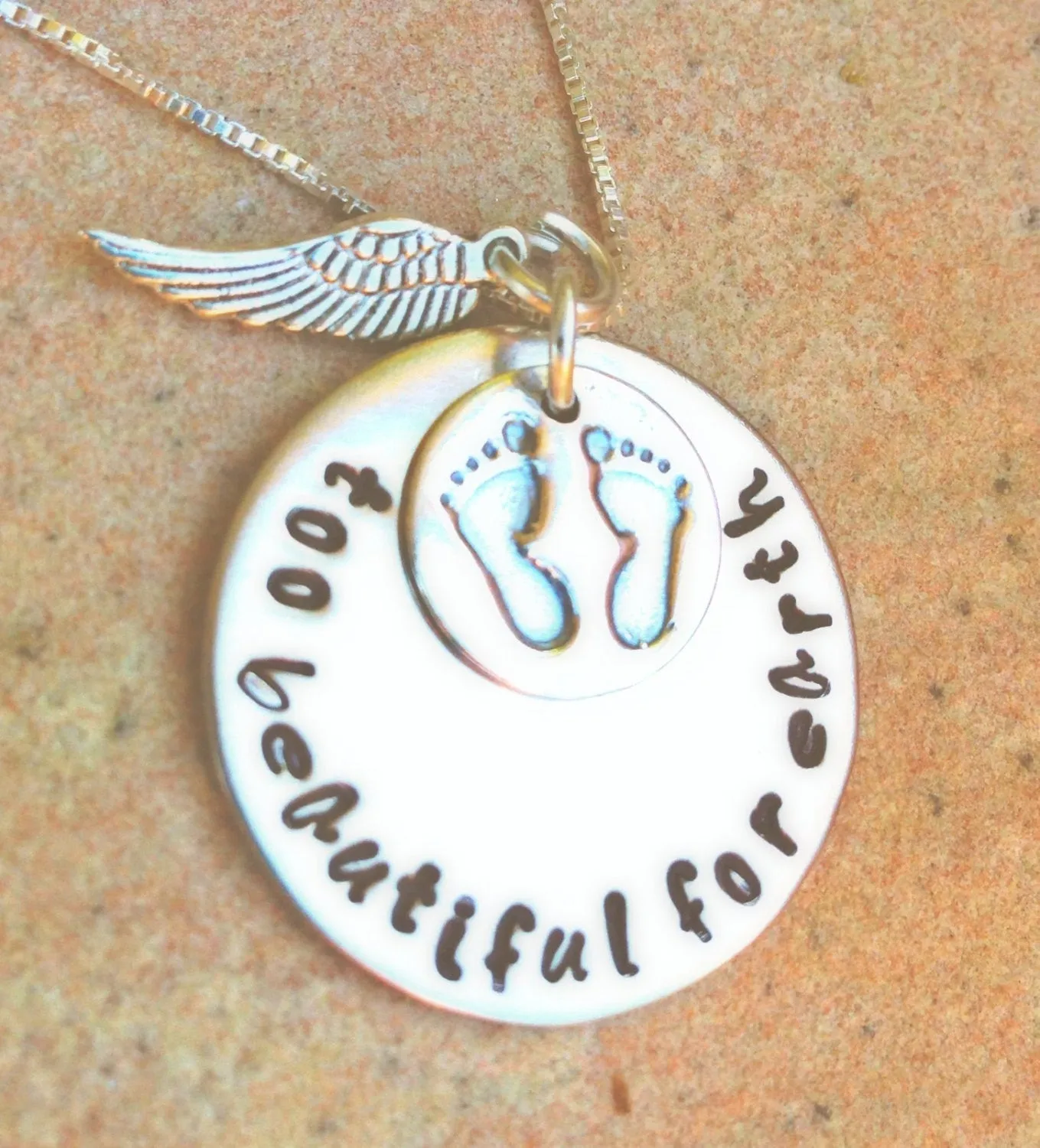 too beautiful for earth, baby memorial, memorial necklace, rememberance, loss of baby, natashaaloha, sympathy gift