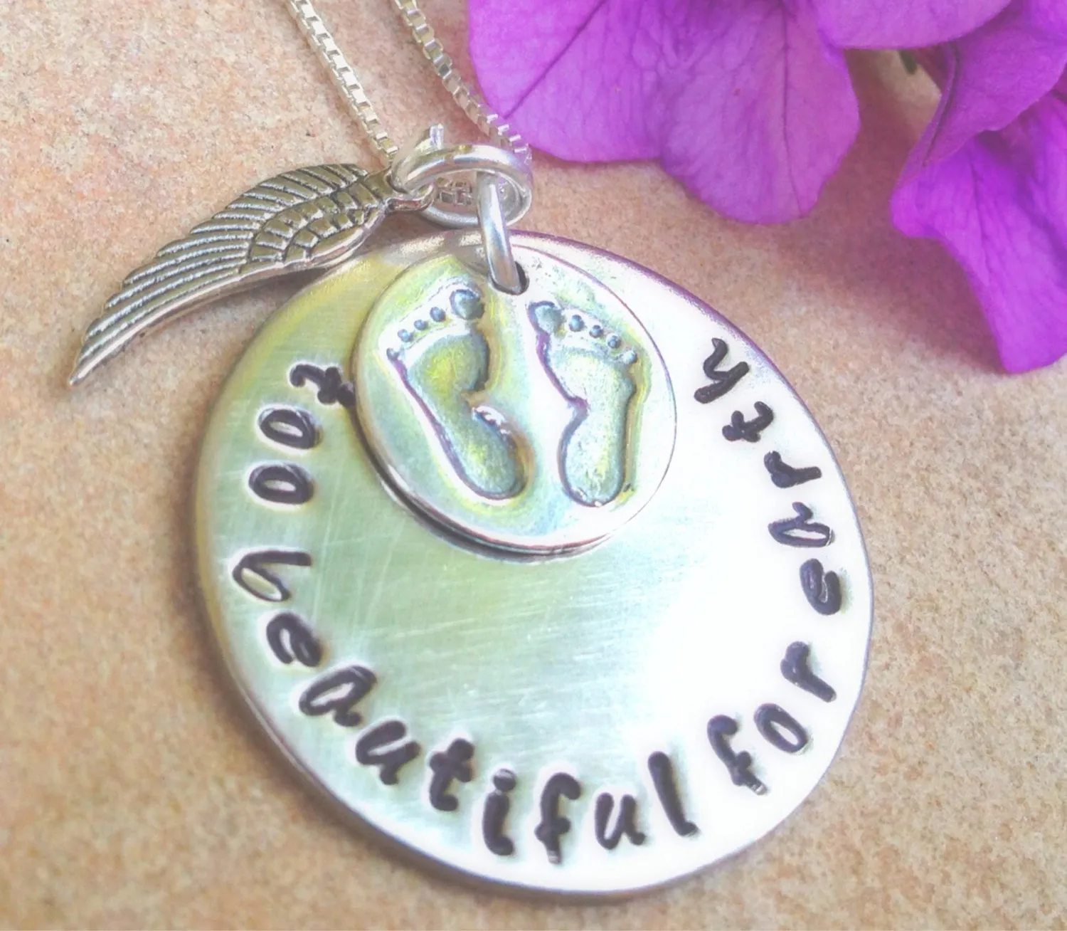 too beautiful for earth, baby memorial, memorial necklace, rememberance, loss of baby, natashaaloha, sympathy gift