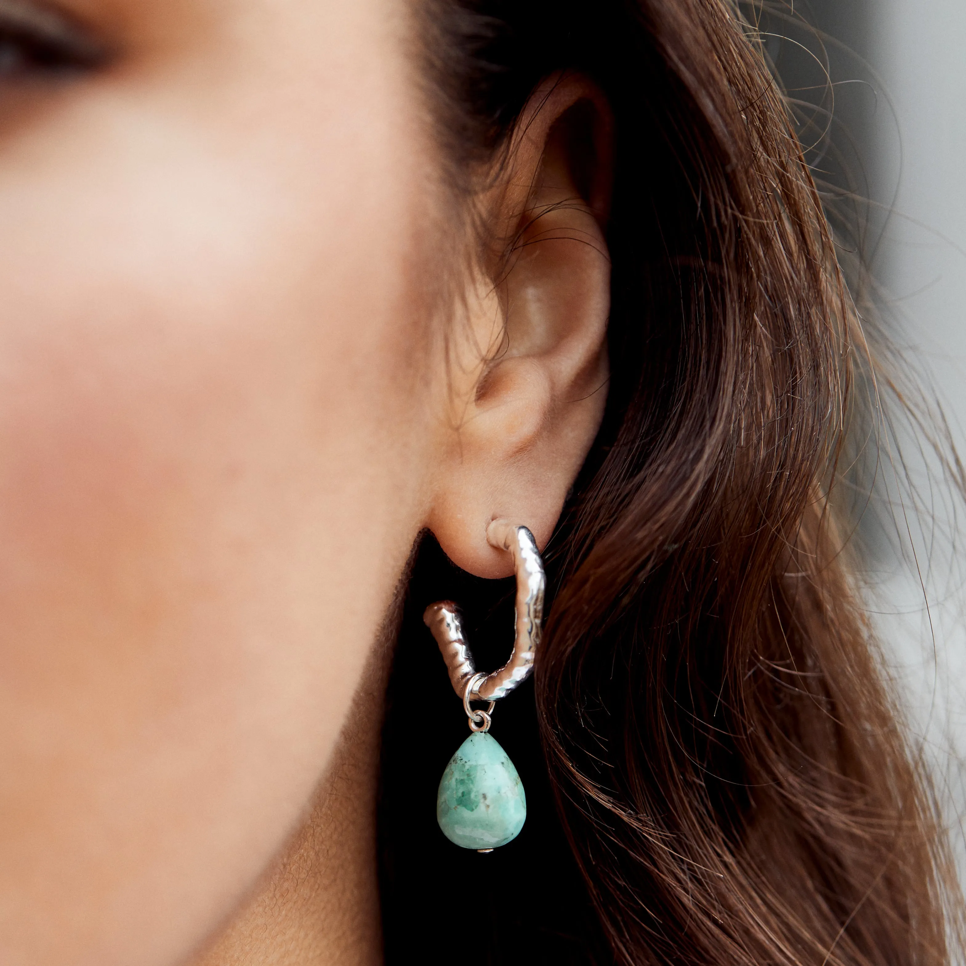 Turquoise Molten Hoop Earring