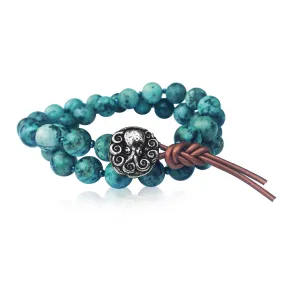 Turquoise Wrap Bracelet with Octopus to Symbolize Adaptability