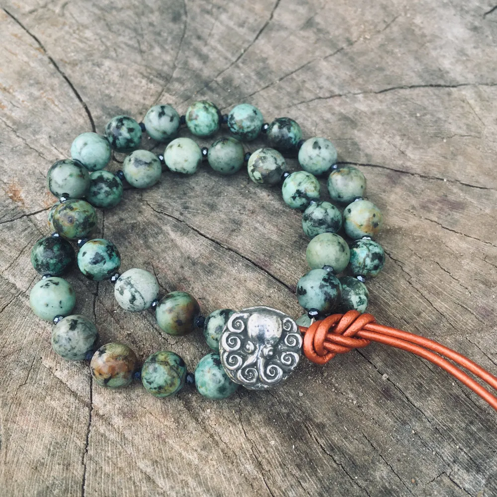 Turquoise Wrap Bracelet with Octopus to Symbolize Adaptability