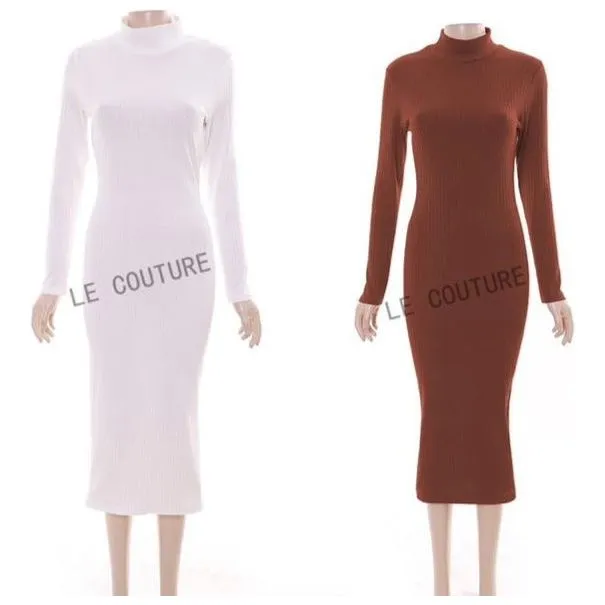 Turtleneck Long Sleeve Bodycon Dress