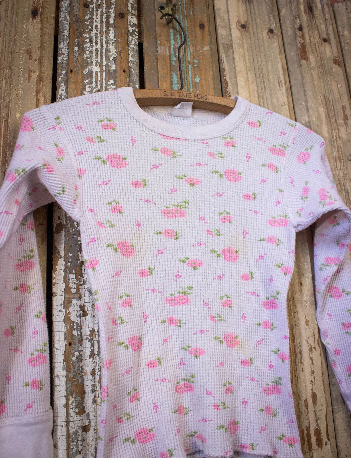 Vintage 70s Pink Floral Thermal XS