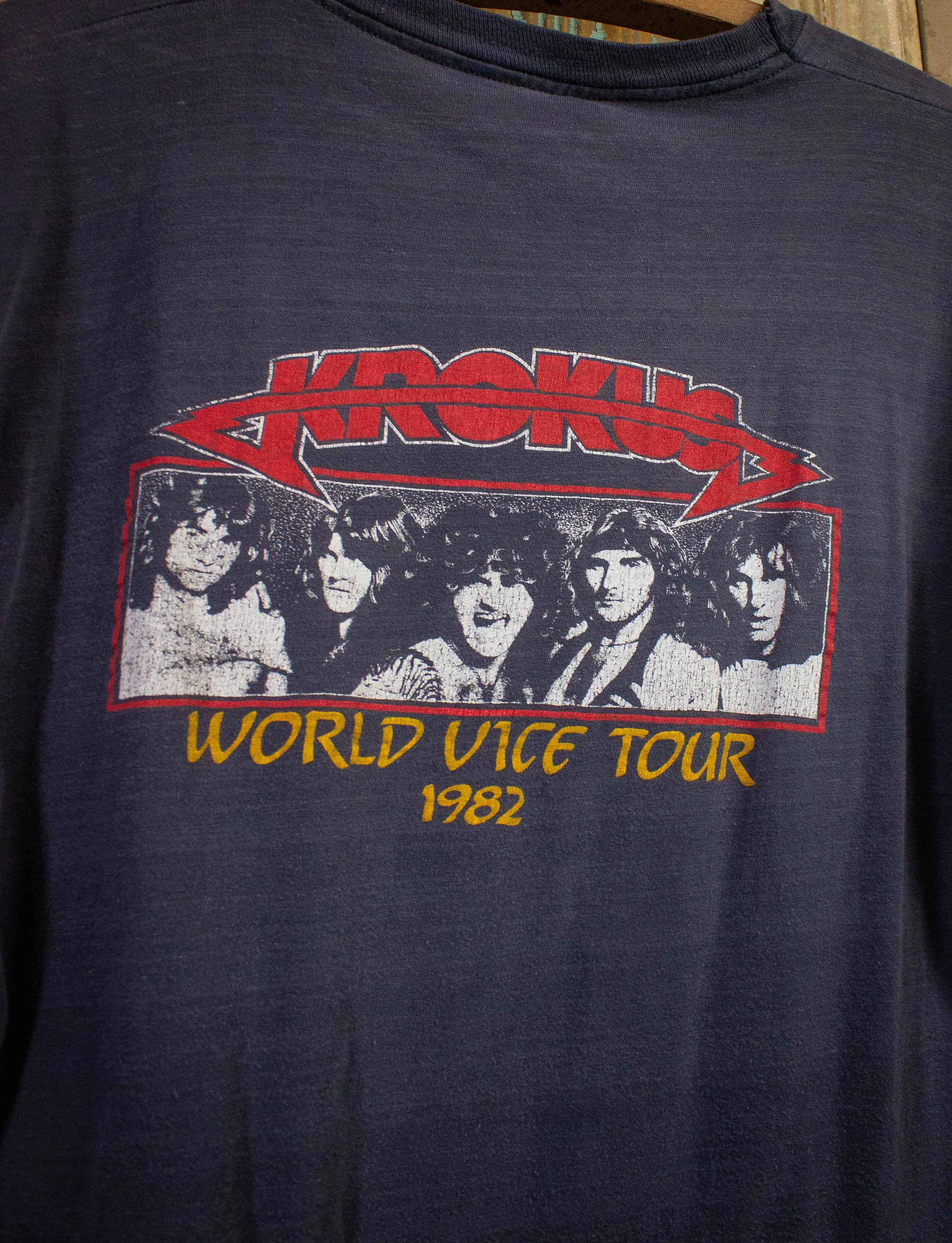 Vintage Krokus One Vice at a Time Concert T Shirt 1982 Gray Medium