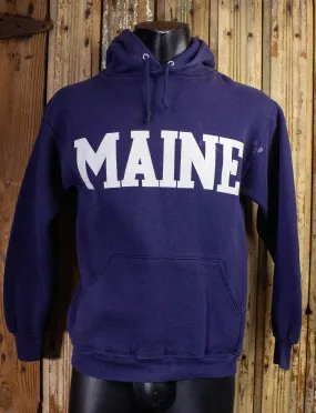 Vintage Maine Hoodie Navy Blue Medium