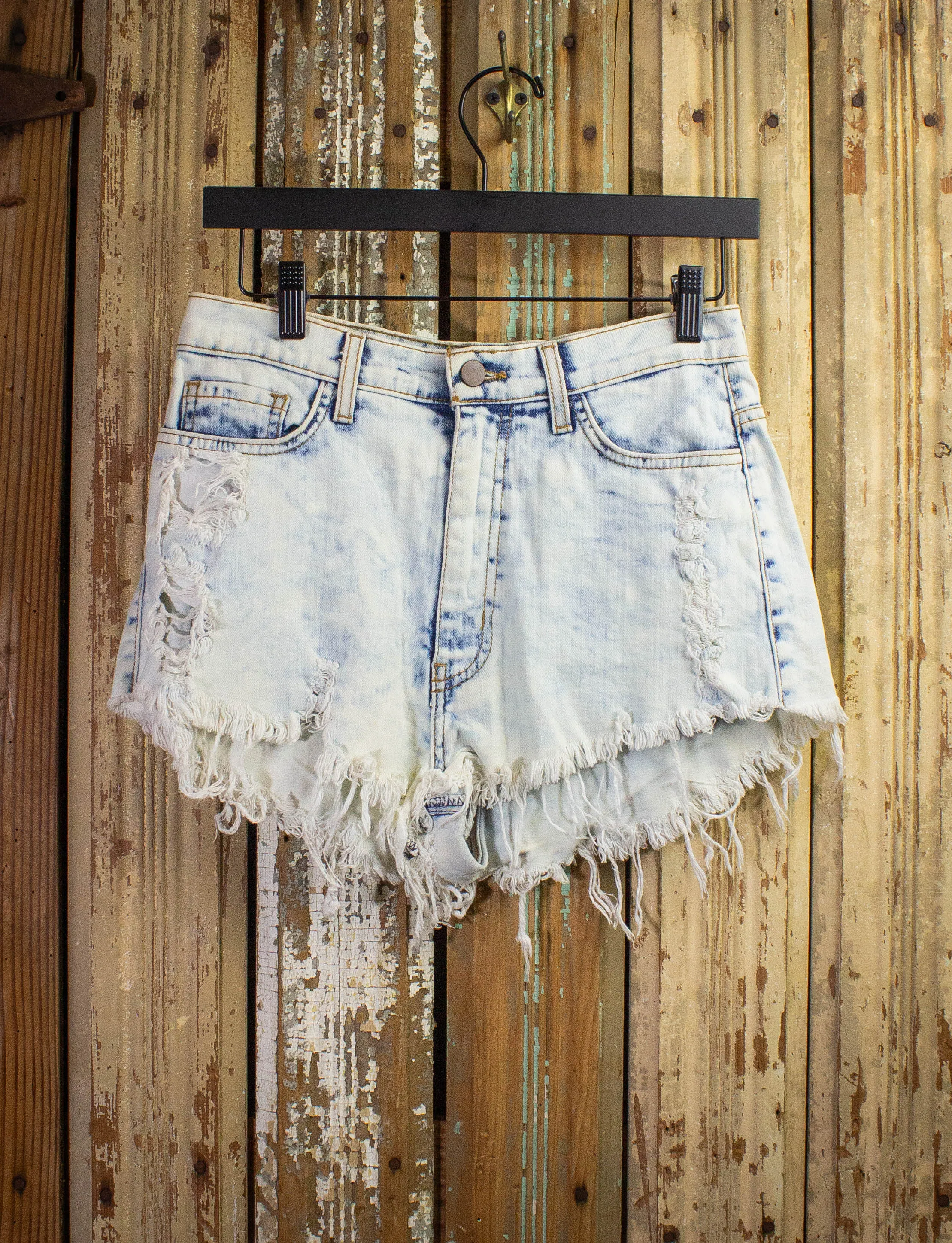 Vintage Necessary Studded Cut Off Denim Shorts Acid Wash 29w