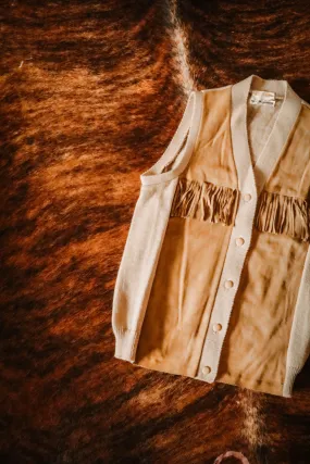 Vintage Wool and Suede Western Fringe Sweater Vest