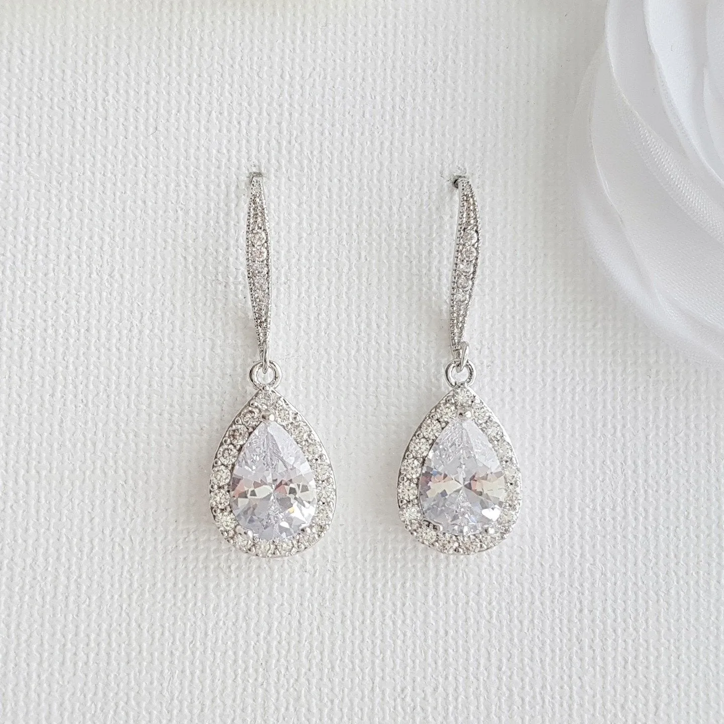 Wedding Dangle Earrings in Rose Gold-Emma