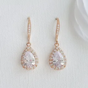 Wedding Dangle Earrings in Rose Gold-Emma