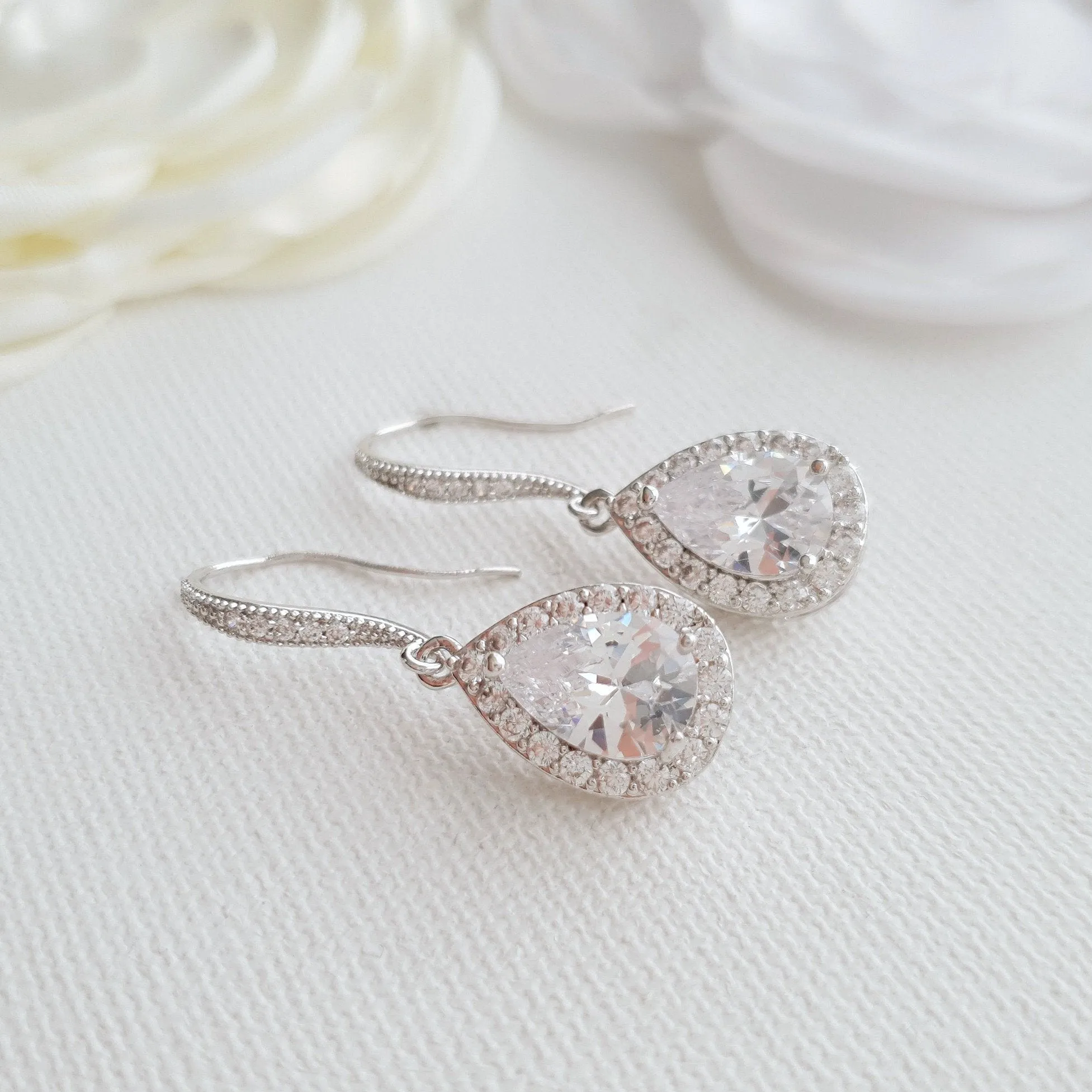 Wedding Dangle Earrings in Rose Gold-Emma