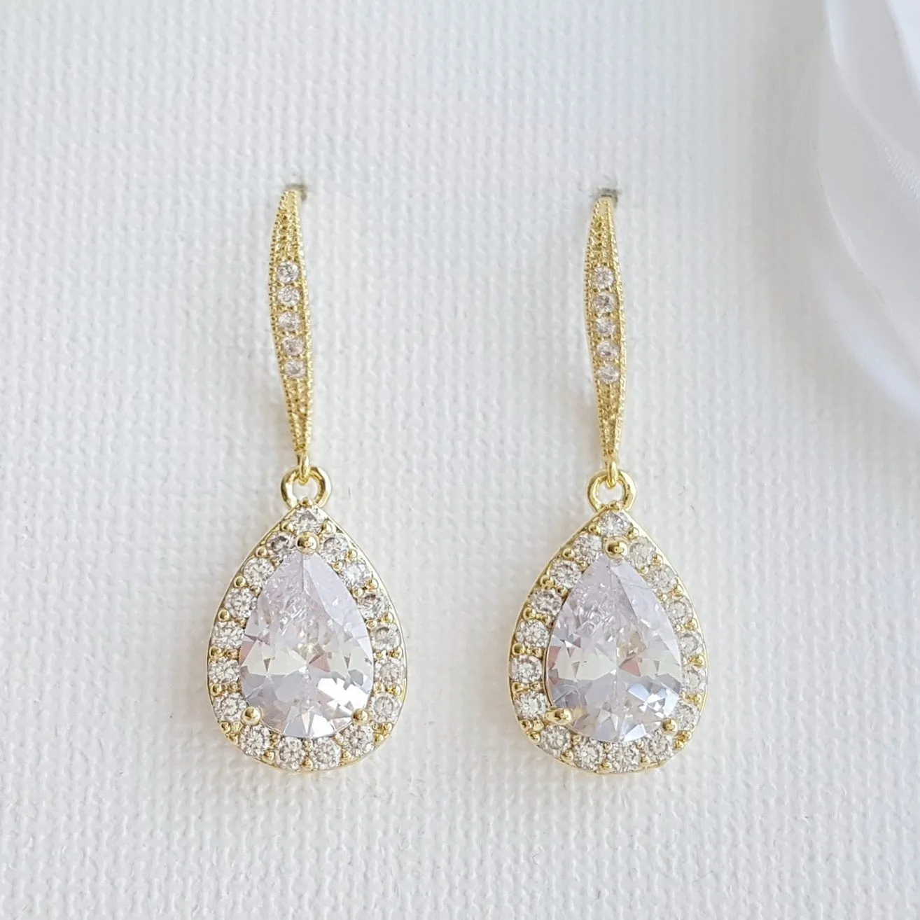 Wedding Dangle Earrings in Rose Gold-Emma