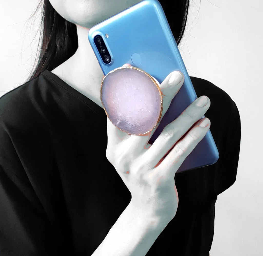 White Agate Geode Phone Grip