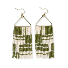 Whitney Beaded Fringe Earring, Avocado | Ink   Alloy