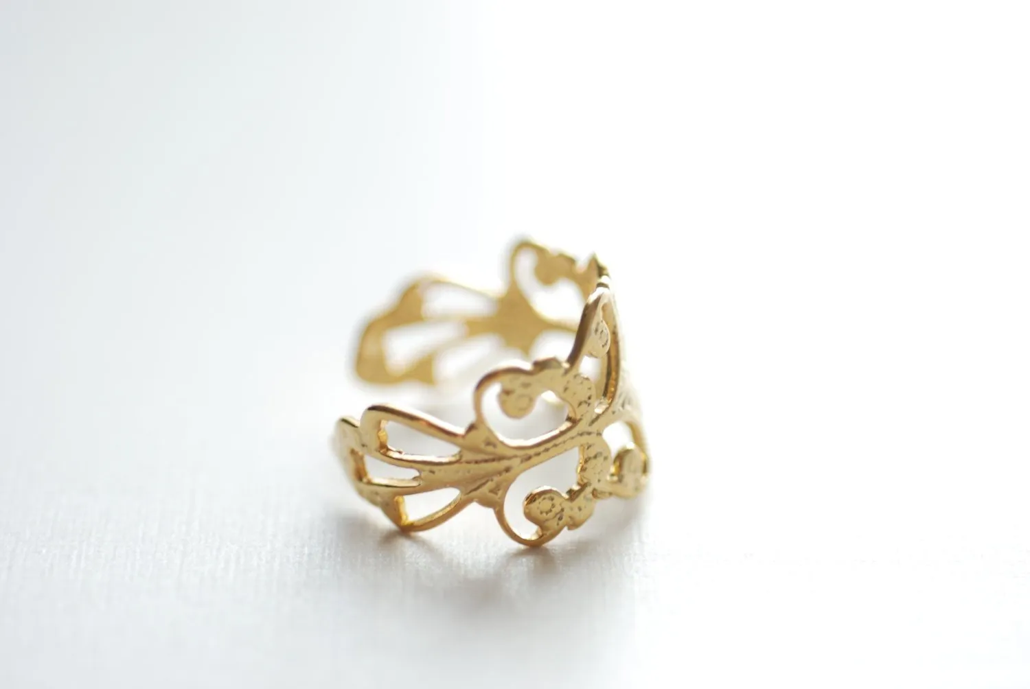 Wholesale Gold Filigree Ring Adjustable,18k gold ring, art deco ring, filigree ring, gold adjustable ring, Stacking Ring, Midi RIng