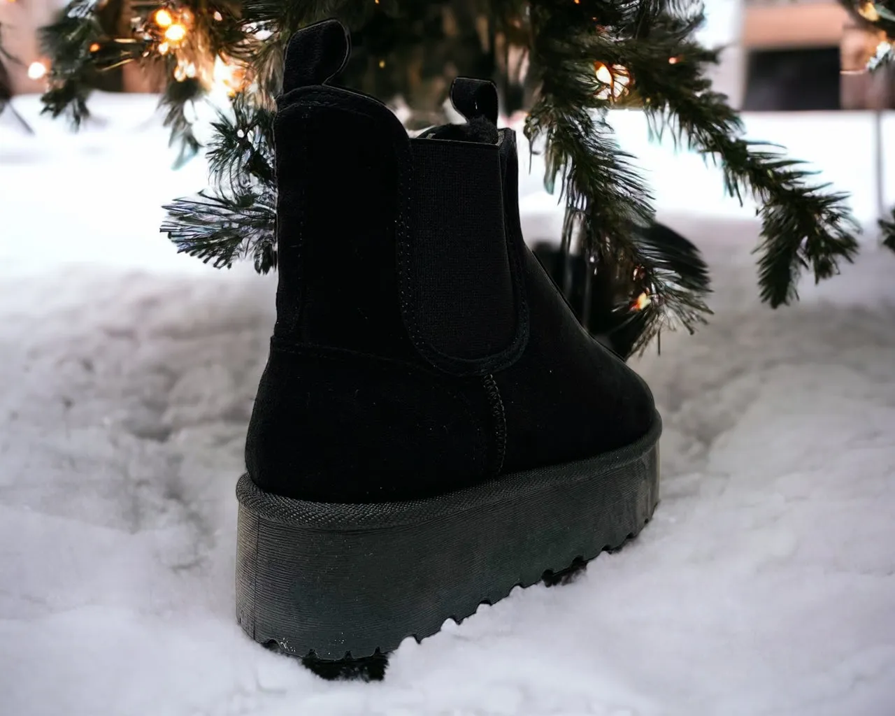 Women's Faux Suede Fur Platform Chelsea Boots