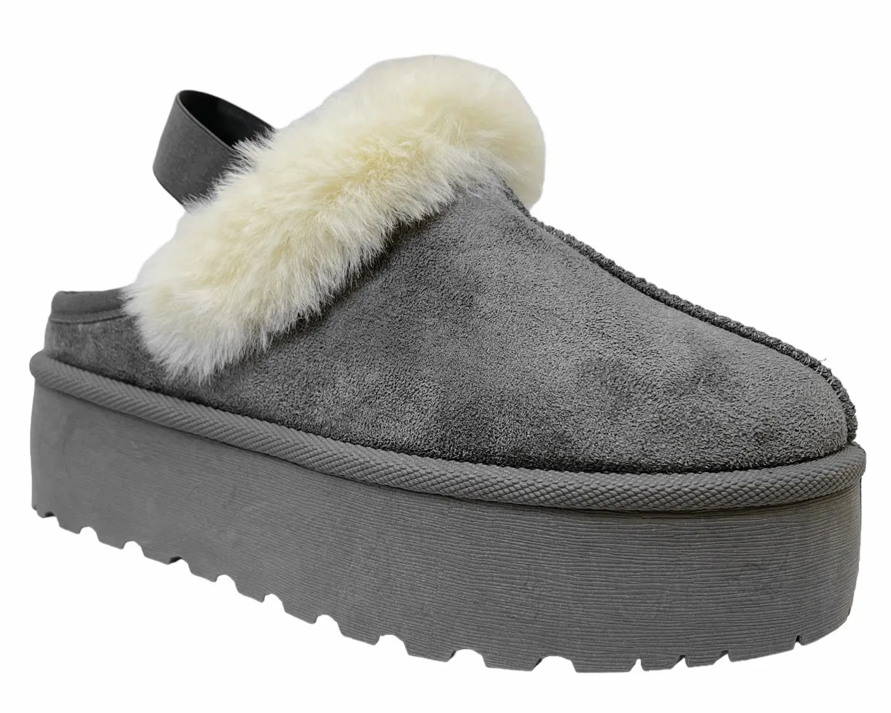 Women's Faux Suede Fur Platform Strap Shoes