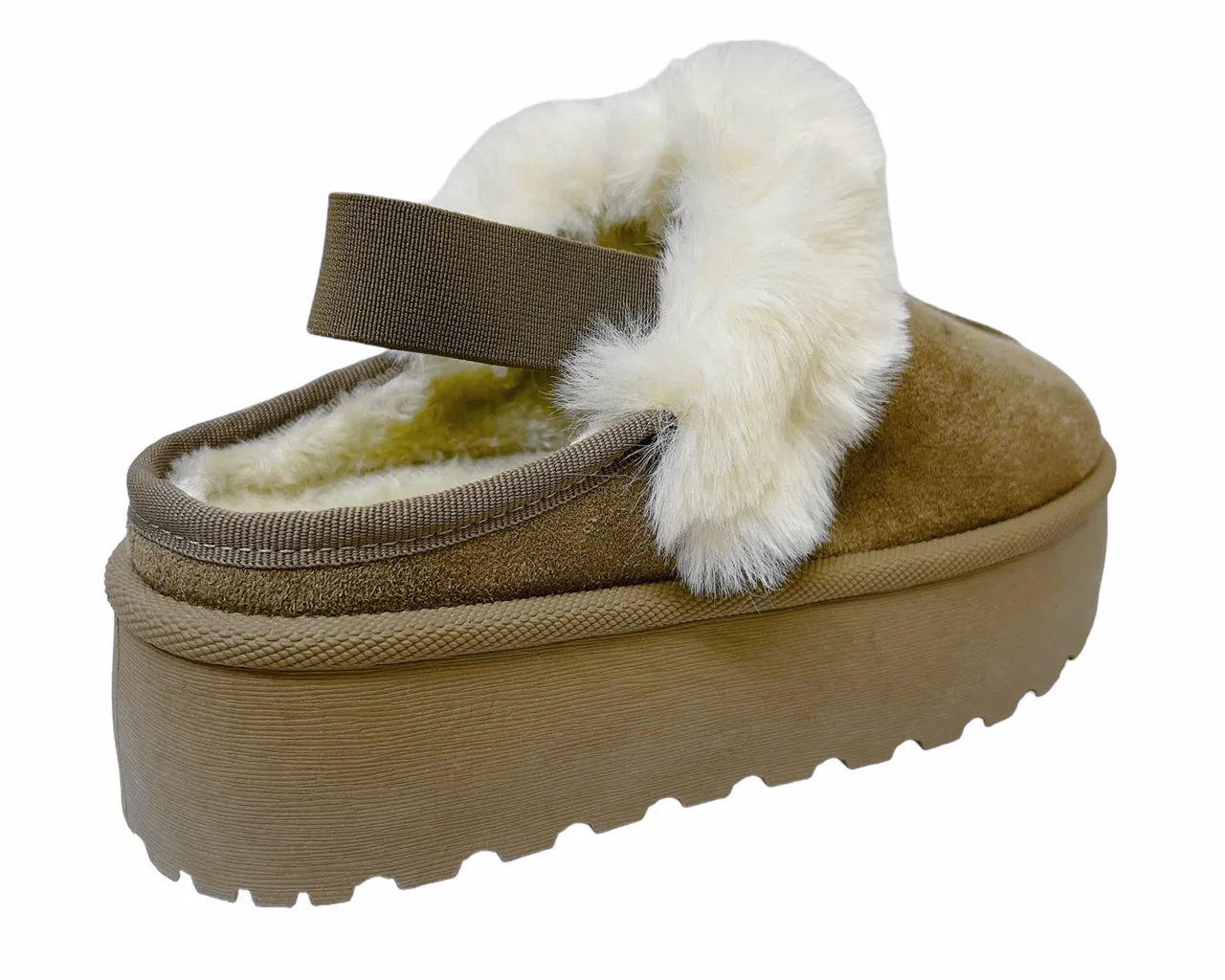 Women's Faux Suede Fur Platform Strap Shoes