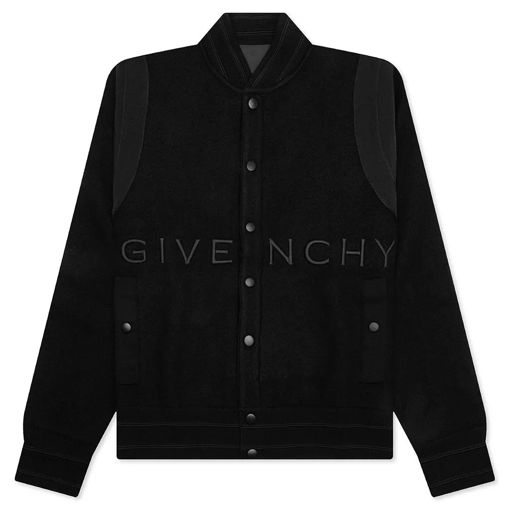 Wool Varsity Jacket - Black